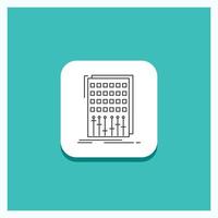 Round Button for Audio. control. mix. mixer. studio Line icon Turquoise Background vector