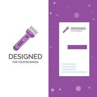 Business Logo for torch. light. flash. camping. hiking. Vertical Purple Business .Visiting Card template. Creative background vector illustration