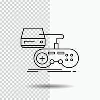 Console. game. gaming. playstation. play Line Icon on Transparent Background. Black Icon Vector Illustration