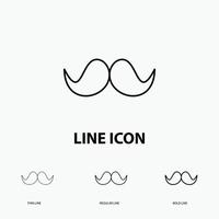 moustache. Hipster. movember. male. men Icon in Thin. Regular and Bold Line Style. Vector illustration