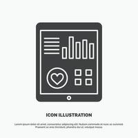 monitoring. health. heart. pulse. Patient Report Icon. glyph vector gray symbol for UI and UX. website or mobile application
