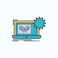 Blueprint. circuit. electronics. engineering. hardware Flat Icon. green and Yellow sign and symbols for website and Mobile appliation. vector illustration