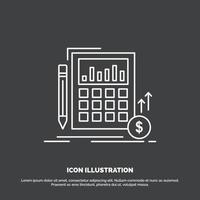 Calculation. data. financial. investment. market Icon. Line vector symbol for UI and UX. website or mobile application