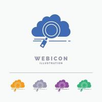 cloud. search. storage. technology. computing 5 Color Glyph Web Icon Template isolated on white. Vector illustration