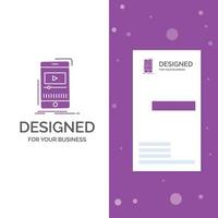 Business Logo for media. music. player. video. mobile. Vertical Purple Business .Visiting Card template. Creative background vector illustration