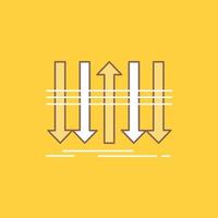 Arrow. business. distinction. forward. individuality Flat Line Filled Icon. Beautiful Logo button over yellow background for UI and UX. website or mobile application vector