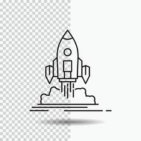 Launch. mission. shuttle. startup. publish Line Icon on Transparent Background. Black Icon Vector Illustration