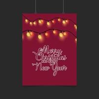 Merry Christmas and Happy New Year Red Glowing Background vector