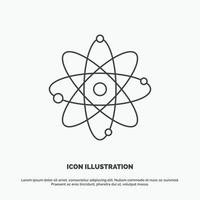 átomo. nuclear. molécula. química. icono de la ciencia. símbolo gris vectorial de línea para ui y ux. sitio web o aplicación móvil vector