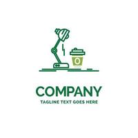 studio. design. coffee. lamp. flash Flat Business Logo template. Creative Green Brand Name Design. vector