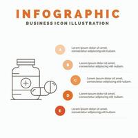 medicine. Pill. capsule. drugs. tablet Infographics Template for Website and Presentation. Line Gray icon with Orange infographic style vector illustration