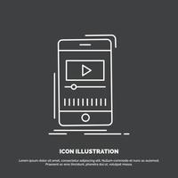 media. music. player. video. mobile Icon. Line vector symbol for UI and UX. website or mobile application