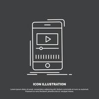 media. music. player. video. mobile Icon. Line vector symbol for UI and UX. website or mobile application