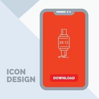 reloj inteligente. reloj inteligente. reloj. manzana. icono de línea de Android en el móvil para la página de descarga vector