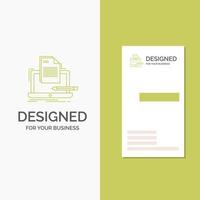 Business Logo for Coder. coding. computer. list. paper. Vertical Green Business .Visiting Card template. Creative background vector illustration