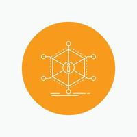 Data. help. info. information. resources White Line Icon in Circle background. vector icon illustration