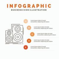 Audio. hifi. monitor. speaker. studio Infographics Template for Website and Presentation. Line Gray icon with Orange infographic style vector illustration