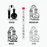 Testing. Chemistry. flask. lab. science Icon in Thin. Regular. Bold Line and Glyph Style. Vector illustration