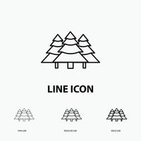 forest. camping. jungle. tree. pines Icon in Thin. Regular and Bold Line Style. Vector illustration