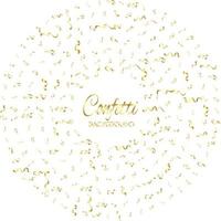 Golden Confetti And Streamer Ribbon Falling On Transparent Background. Vector