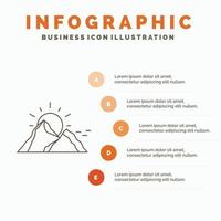 hill. landscape. nature. mountain. sun Infographics Template for Website and Presentation. Line Gray icon with Orange infographic style vector illustration