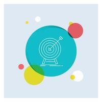 goal. hit. market. success. target White Line Icon colorful Circle Background vector