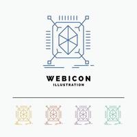 Object. prototyping. rapid. structure. 3d 5 Color Line Web Icon Template isolated on white. Vector illustration