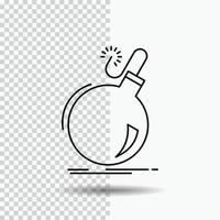 Bomb. boom. danger. ddos. explosion Line Icon on Transparent Background. Black Icon Vector Illustration