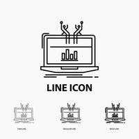 Analysis. analytical. management. online. platform Icon in Thin. Regular and Bold Line Style. Vector illustration