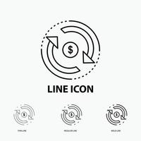 Circulation. finance. flow. market. money Icon in Thin. Regular and Bold Line Style. Vector illustration