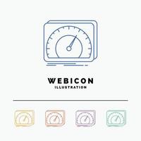 dashboard. device. speed. test. internet 5 Color Line Web Icon Template isolated on white. Vector illustration