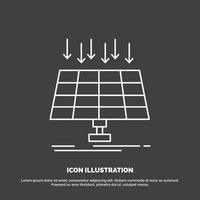 solar. panel. energía. tecnología. icono de ciudad inteligente. símbolo de vector de línea para ui y ux. sitio web o aplicación móvil