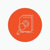 Analysis. data. financial. market. research White Line Icon in Circle background. vector icon illustration