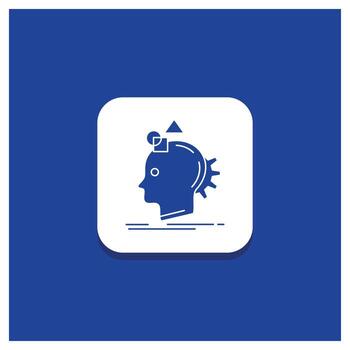 Blue Round Button for Imagination. imaginative. imagine. idea. process Glyph icon vector