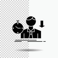 failure. fail. sad. depression. time Glyph Icon on Transparent Background. Black Icon vector