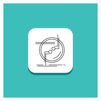 Round Button for chain. connect. connection. link. wire Line icon Turquoise Background vector