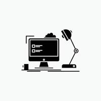 workplace. workstation. office. lamp. computer Glyph Icon. Vector isolated illustration