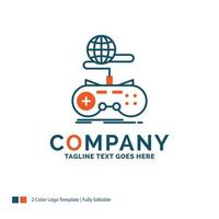 Game. gaming. internet. multiplayer. online Logo Design. Blue and Orange Brand Name Design. Place for Tagline. Business Logo template. vector