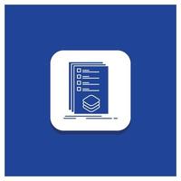 Blue Round Button for Categories. check. list. listing. mark Glyph icon vector