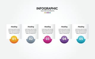 diseño de flecha infográfica horizontal vectorial con 5 opciones o pasos. infografía horizontal para el concepto de negocio. se puede utilizar para banner de presentaciones. diseño de flujo de trabajo vector