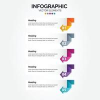 círculo de plantilla de infografía vertical de negocios colorido con 5 pasos vector