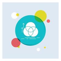 balance. circle. alignment. measurement. geometry White Glyph Icon colorful Circle Background vector