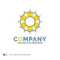 help. lifebuoy. lifesaver. save. support Blue Yellow Business Logo template. Creative Design Template Place for Tagline. vector