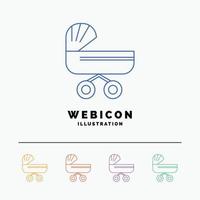 trolly. baby. kids. push. stroller 5 Color Line Web Icon Template isolated on white. Vector illustration