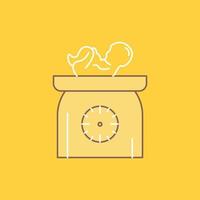 weight. baby. New born. scales. kid Flat Line Filled Icon. Beautiful Logo button over yellow background for UI and UX. website or mobile application vector