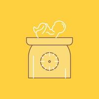 peso. bebé. recién nacido escamas. icono lleno de línea plana para niños. hermoso botón de logotipo sobre fondo amarillo para ui y ux. sitio web o aplicación móvil vector