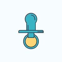 nipple. baby. dummy. pacifier. kids Flat Icon. green and Yellow sign and symbols for website and Mobile appliation. vector illustration