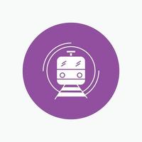 metro. train. smart. public. transport White Glyph Icon in Circle. Vector Button illustration