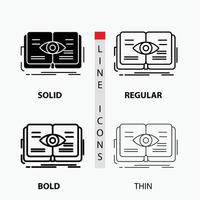 knowledge. book. eye. view. growth Icon in Thin. Regular. Bold Line and Glyph Style. Vector illustration