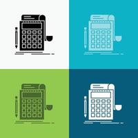 Accounting. audit. banking. calculation. calculator Icon Over Various Background. glyph style design. designed for web and app. Eps 10 vector illustration